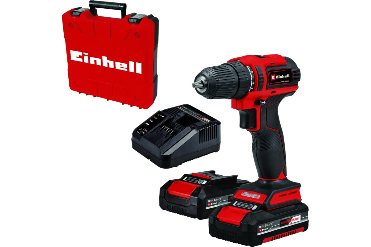 Аккумуляторная дрель Einhell pxc te-cd 18/40 li bl, 18в, 40нм, патрон 10мм, 2x2,0 aч, кейс 4513995